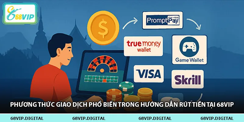 Phương thức giao dịch phổ biến trong hướng dẫn rút tiền tại 68vip
